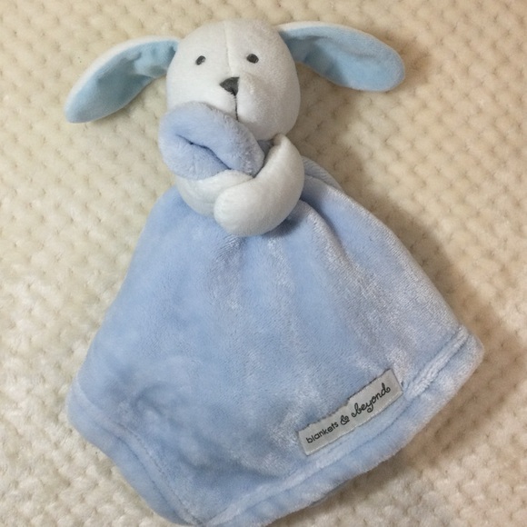 Blankets & Beyond Other - Blankets and Beyond White Blue Plush Bunny Rabbit Lovey Security Blanket Toy